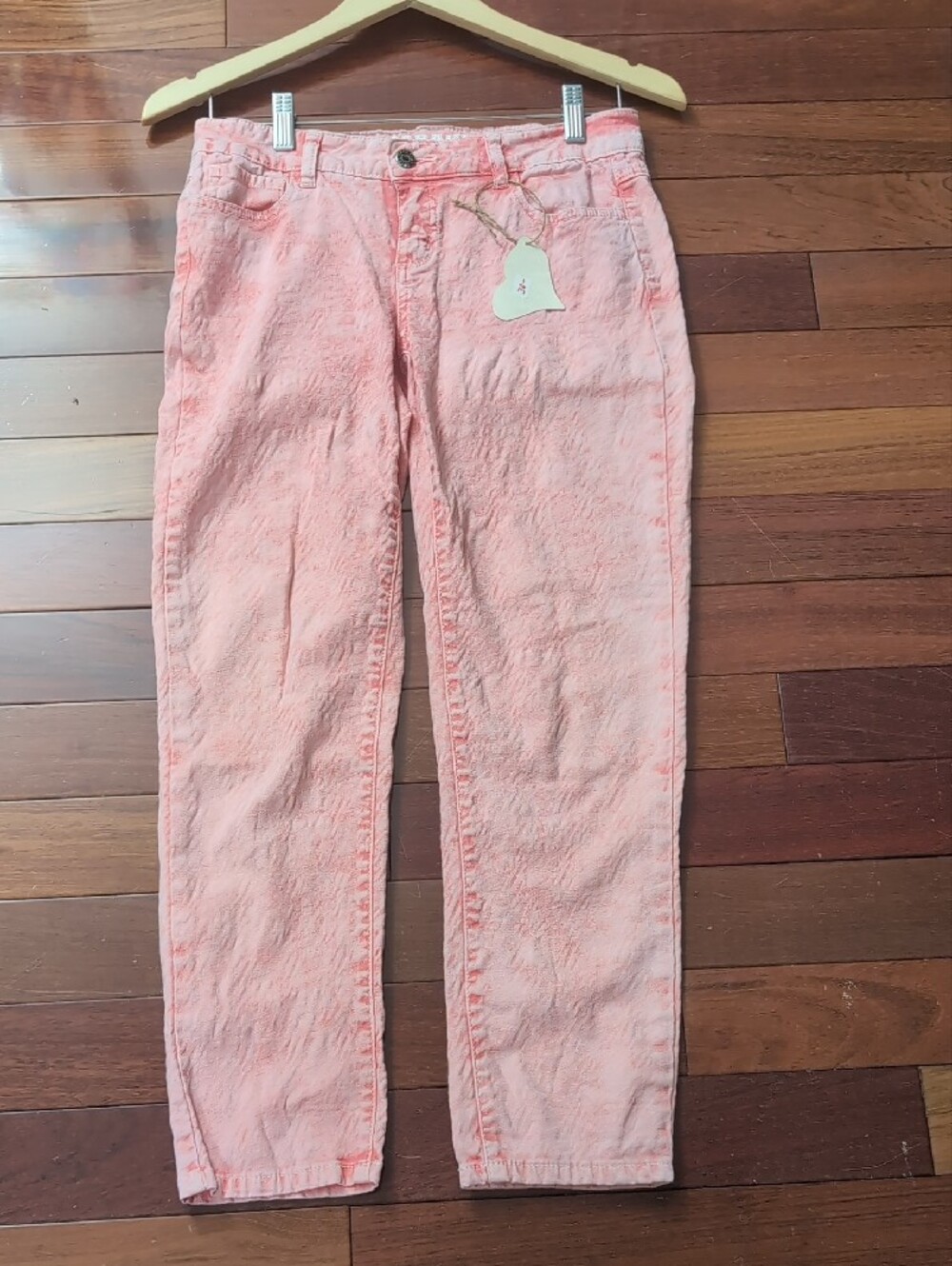 VTG Y2K Parasuco Denim Legend Pink Acid Wash Capri Jeans Sz 28 Like new - Picture 6 of 8